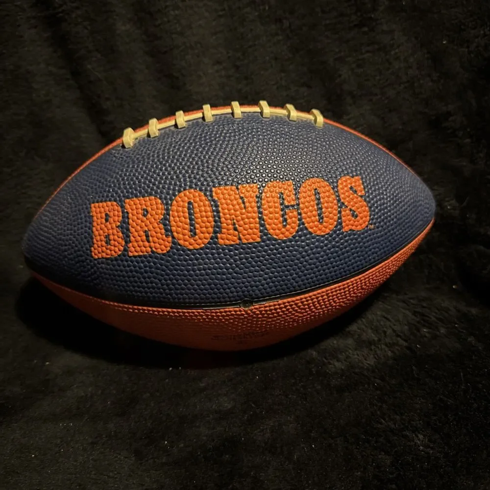 Denver Broncos Leather 12 inch Logo Football Ball Orange & Blue